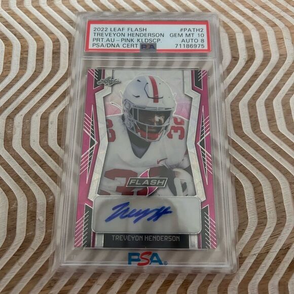 2022 Leaf Flash TreVeyon Henderson Pink Kaleidoscope Auto – GEM MINT 10 / Auto 8 - Picture 1 of 2